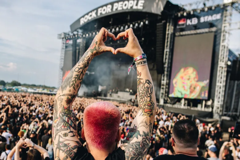 Crowd at music festival stage