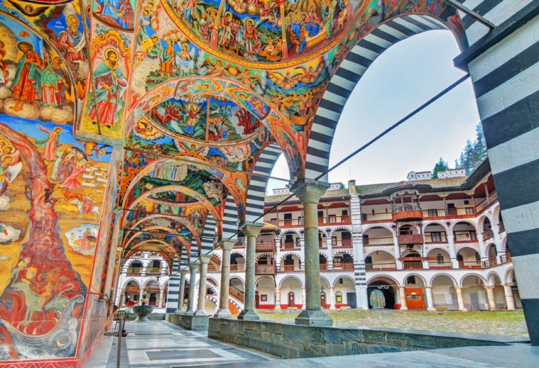 Rila monastery courtyard