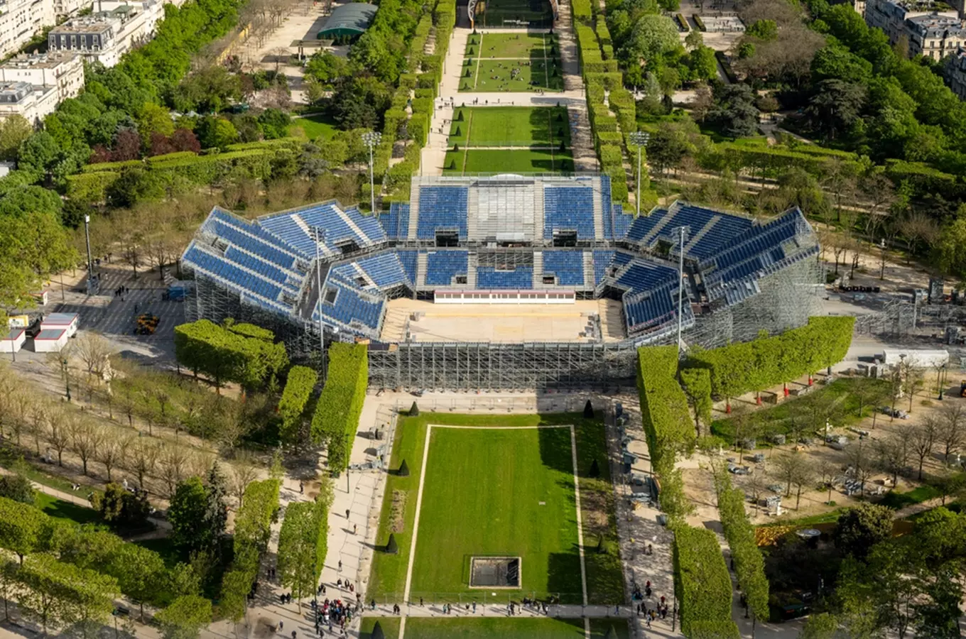 Letištní stadion pro olympijské hry v zahradě.