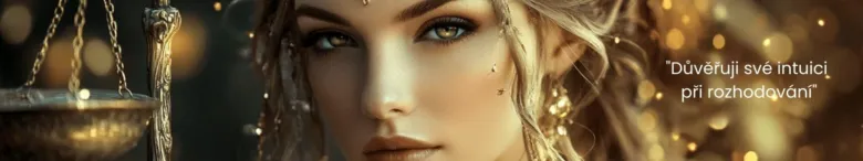 Woman with scales and text