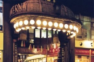 Lucerna passage entrance at night