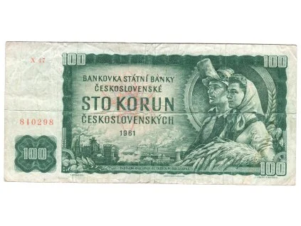 Československá stotisícová koruna z roku 1981 s portréty a průmyslovými motivy.