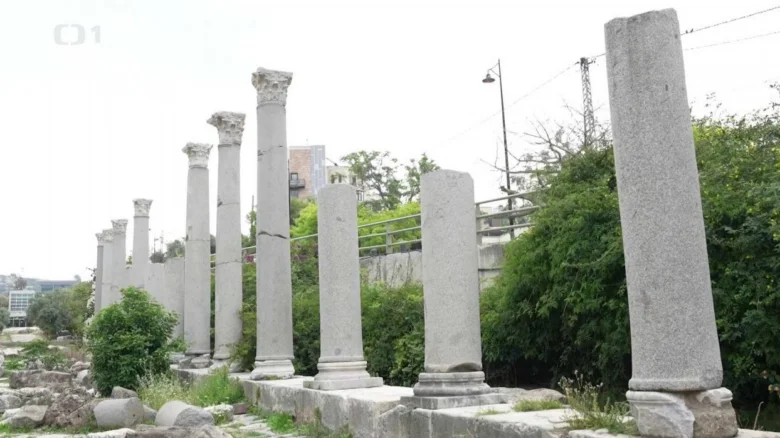 Ancient stone columns ruins