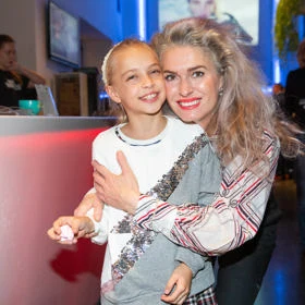 Woman and child hugging