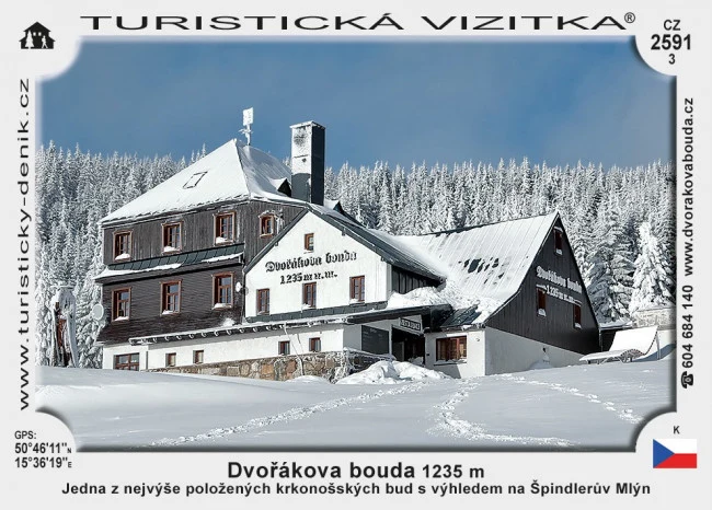 Dvořáková chata na sněhu v Krkonoších